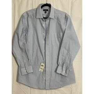 Club Room Mens Light Blue Stripe Regular Fit  Dress Shirt 15 1/2 32 33